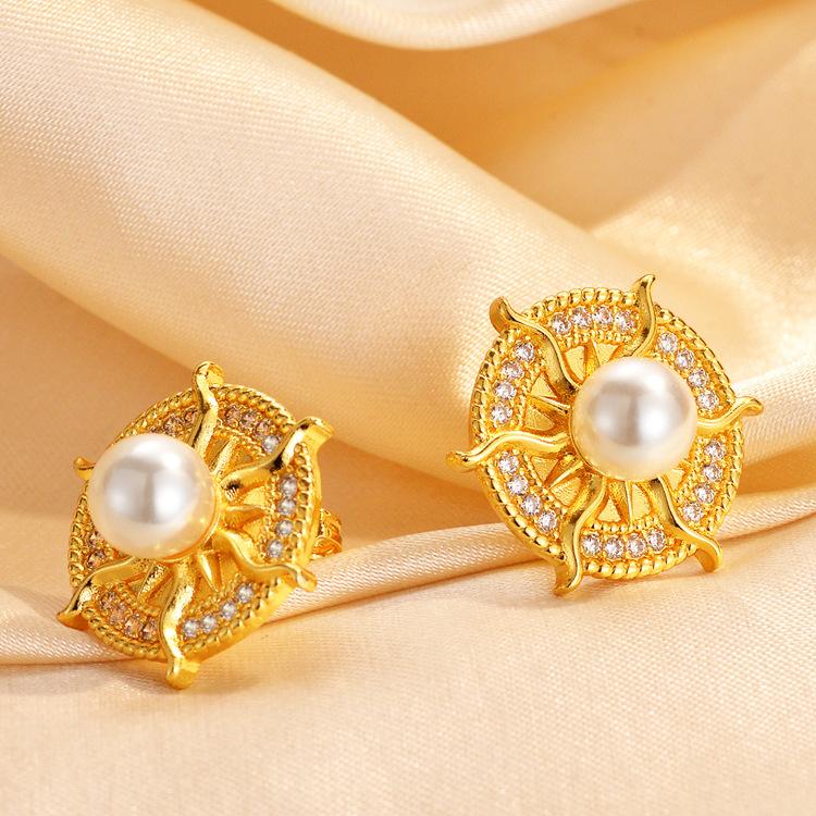 Стильные ретро геометрические серьги-гвоздики с бриллиантами не выцветают универсальные женские серьги с жемчугом во французском стиле