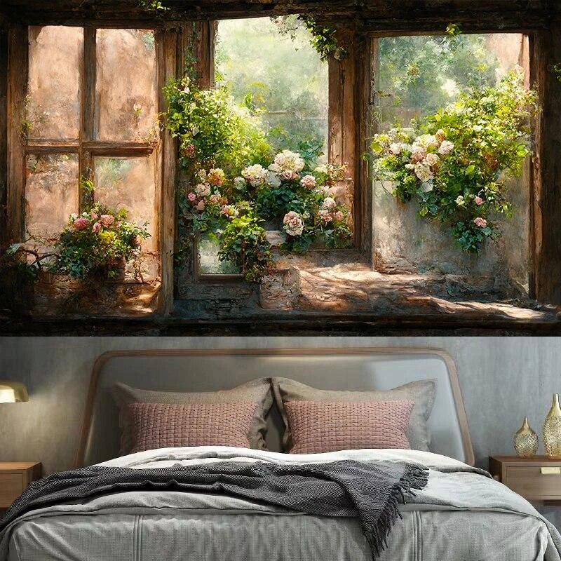 Retro Window Sill Floral Wall Hanging Room Art Decoration Hippie Bohemian   Living  Bed Home