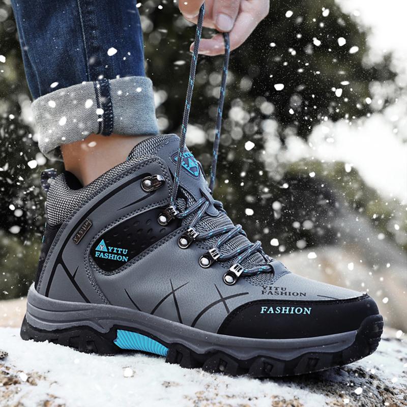 Men Winter Boots Plush Warm Hiking Shoes Man Outdoor Trainers Male Work Shoes Size 39-47