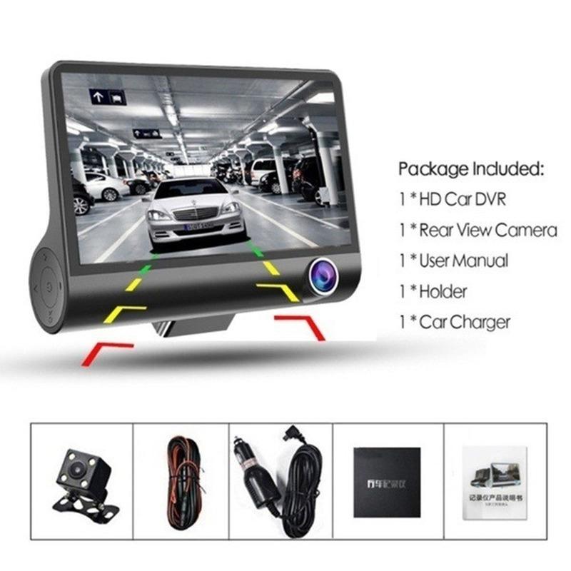 HD Car DVR 2/3 Camera Lens 4.0 Inch Rearview Mirror Dash Cam Camera Video Recorder Stream Media Player