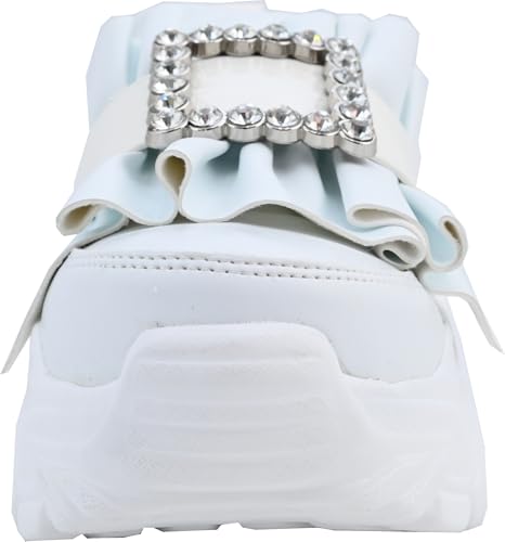 Кроссовки с платформой и пряжкой с драгоценными камнями