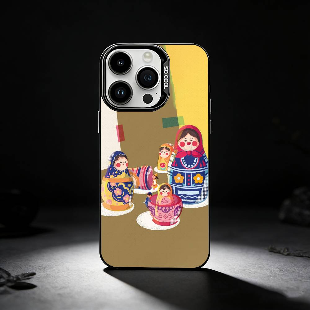 Russian Dolls Matryoshka Phone Case For iPhone 17,16,15,14,13,12,11 Plus,Pro Max,XS,Colored silver phone case