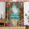2D flat printing 2pcs Curtain Party Window Curtains Tropical Beach Floral Frame Digital Printed Polyester Drapes Festive Wall