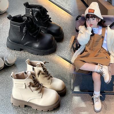 Осенние нескользящие ботинки Martin, маленькие кожаные ботинки, модные ботинки в британском стиле со средним голенищем, модные ботинки для мужчин и девочек, корейская версия, карман