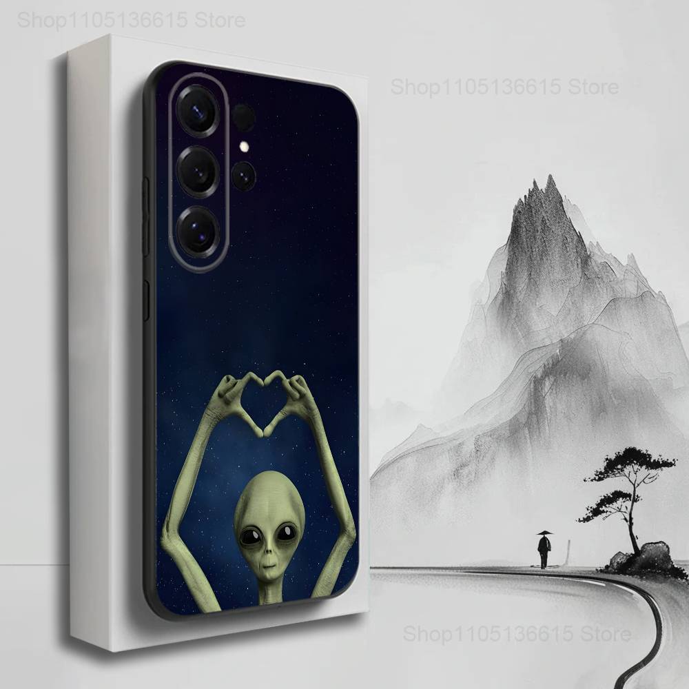 Единичное Космическое НЛО Инопланетянин Для Samsung S9,S10,S20,S10,S21,S25,S24,S23,Ultra,FE,Plus,Lite,Мягкий Силиконовый Черный Чехол