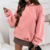 Women's Autumn And Winter Solid Color Pullover Hooded Sweatshirt Fleece Plus Size Long Sleeve Short Fashion Sweatshirt