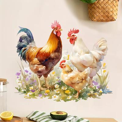 Наклейка на стену легко снимается Петух Курица Водонепроницаемые ПВХ Обои Украшения для квартиры