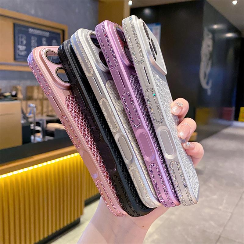 INS Роскошный Блестящий Чехол-Броня для Apple iPhone 17 16 15 14 13 Pro Max Модный Защитный Жесткий Чехол с Защитой Камеры