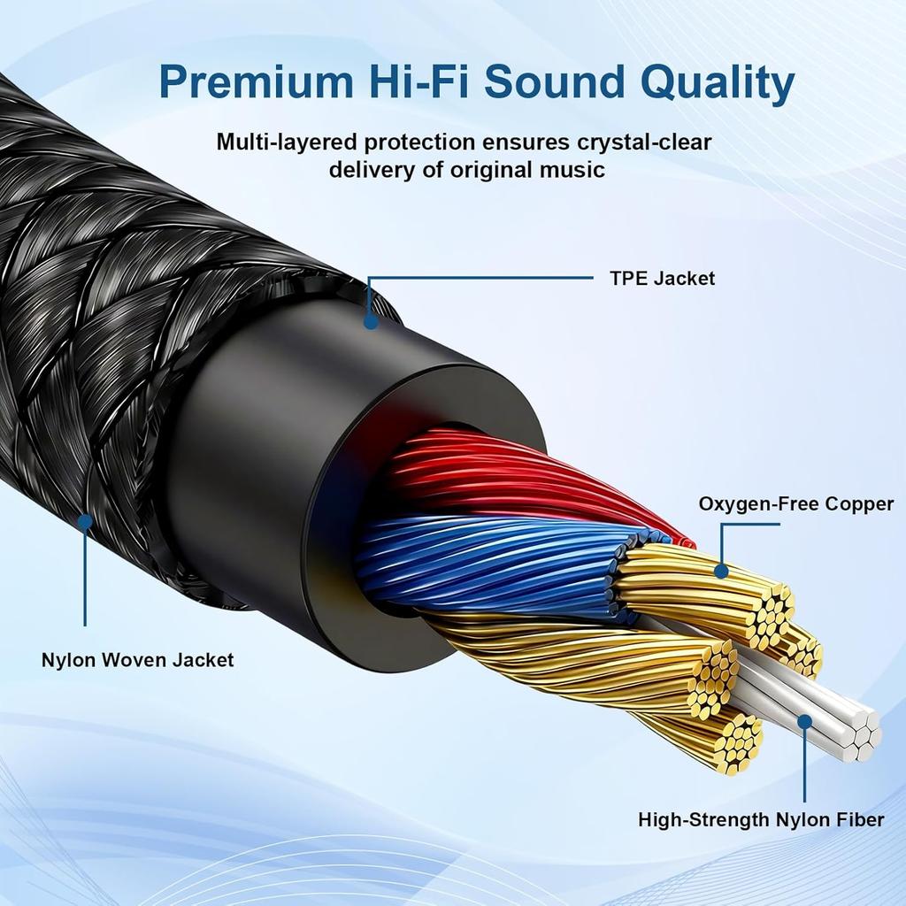 Headphone Splitter, Premium Gold Plated 3.5mm Aux Cable Y Audio Splitter, Nylon Braided Stereo Dual Headphone Jack Cord 1 in 2 Way Out Headset