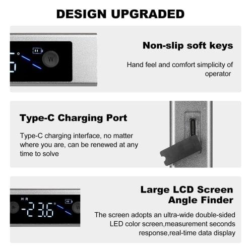 Snsowed Digital Angle Finder, Rechargeable Digital Angle Meter, Woodworking Tools and Accessories, Backlit Cube Inclinometer, Fast and High-Precision