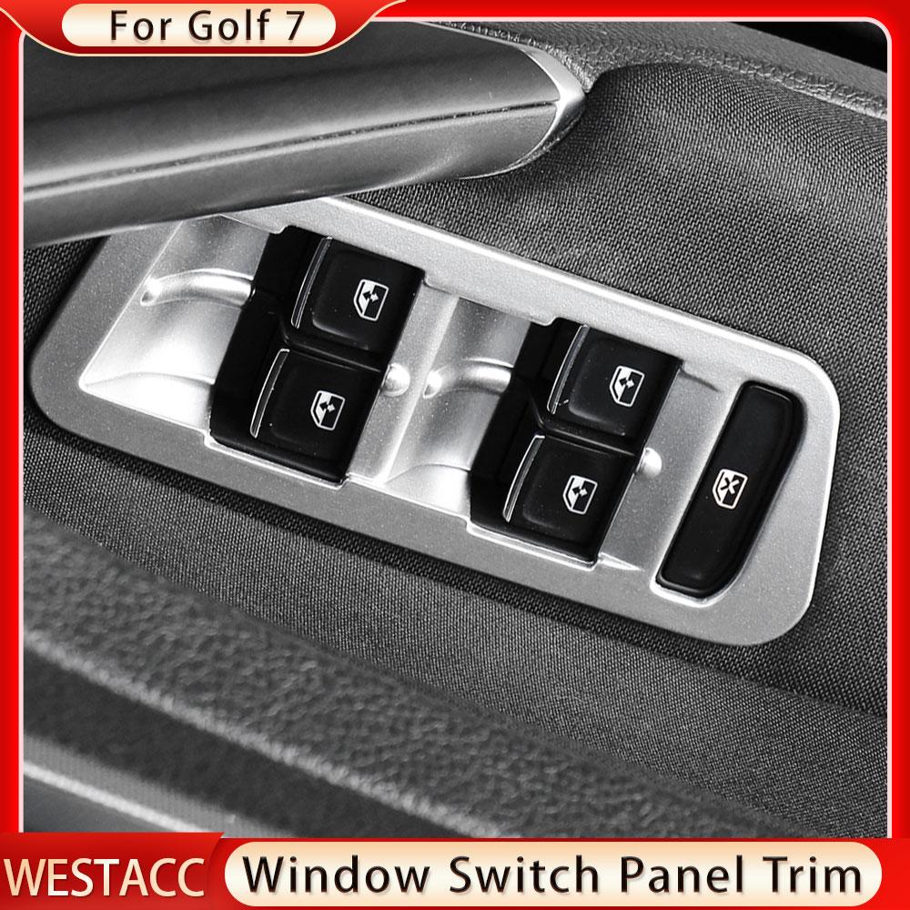 4Pcs Car Door Armrest Windows Lift Panel Cover Trim Stickers for Volkswagen VW Golf 7 MK7 7.5 MK7.5 2013 -  LHD