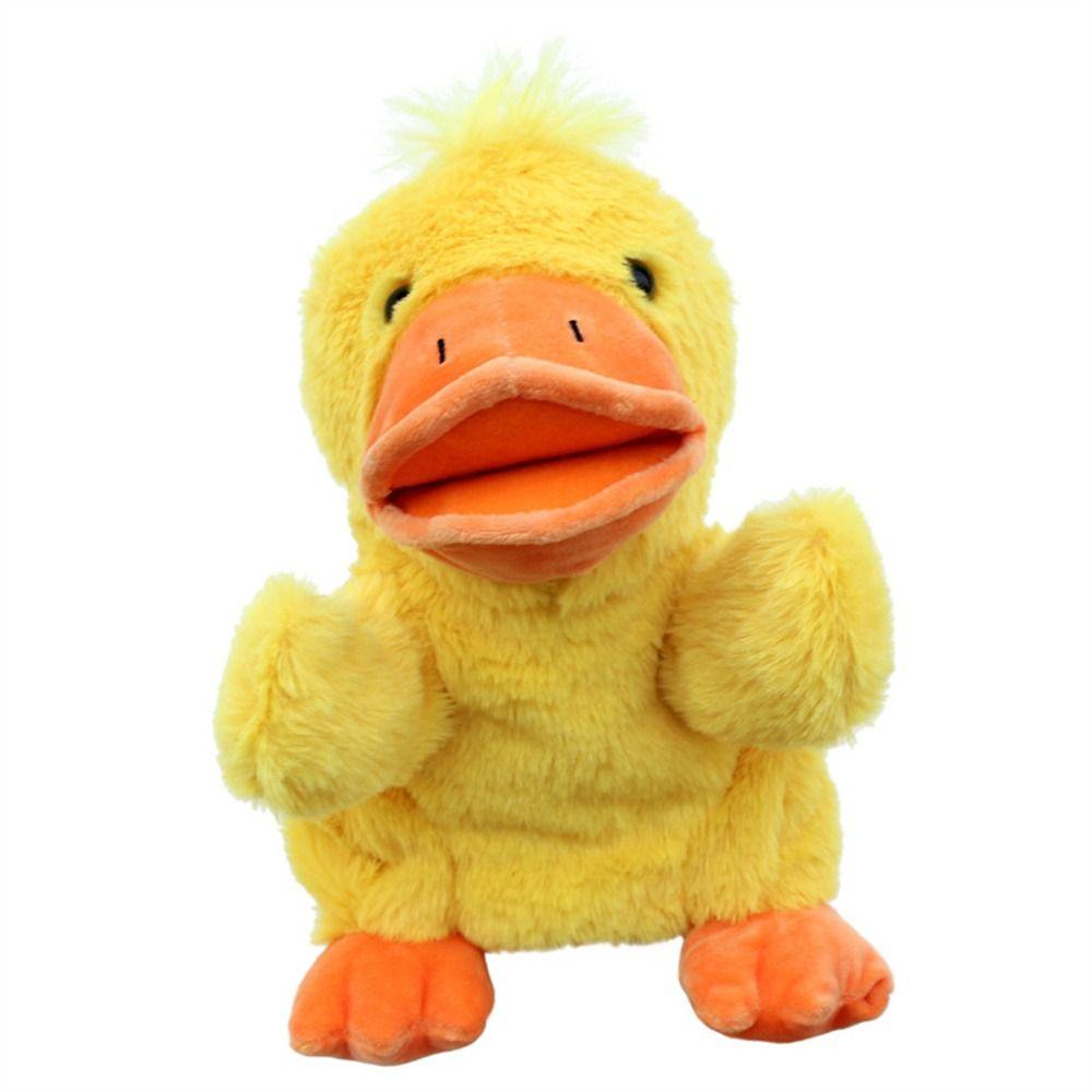 Корова, утка, свинья, мягкая ручная кукла с подвижными открытыми ртами, плюшевые куклы-животные, детская игрушка, обучающая