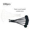 Pack of 100 Swizzle Stick Round Tip Stick for Beverage Mixing Clear Plastic Coffee Stirrers Cocktail Stirring Rod