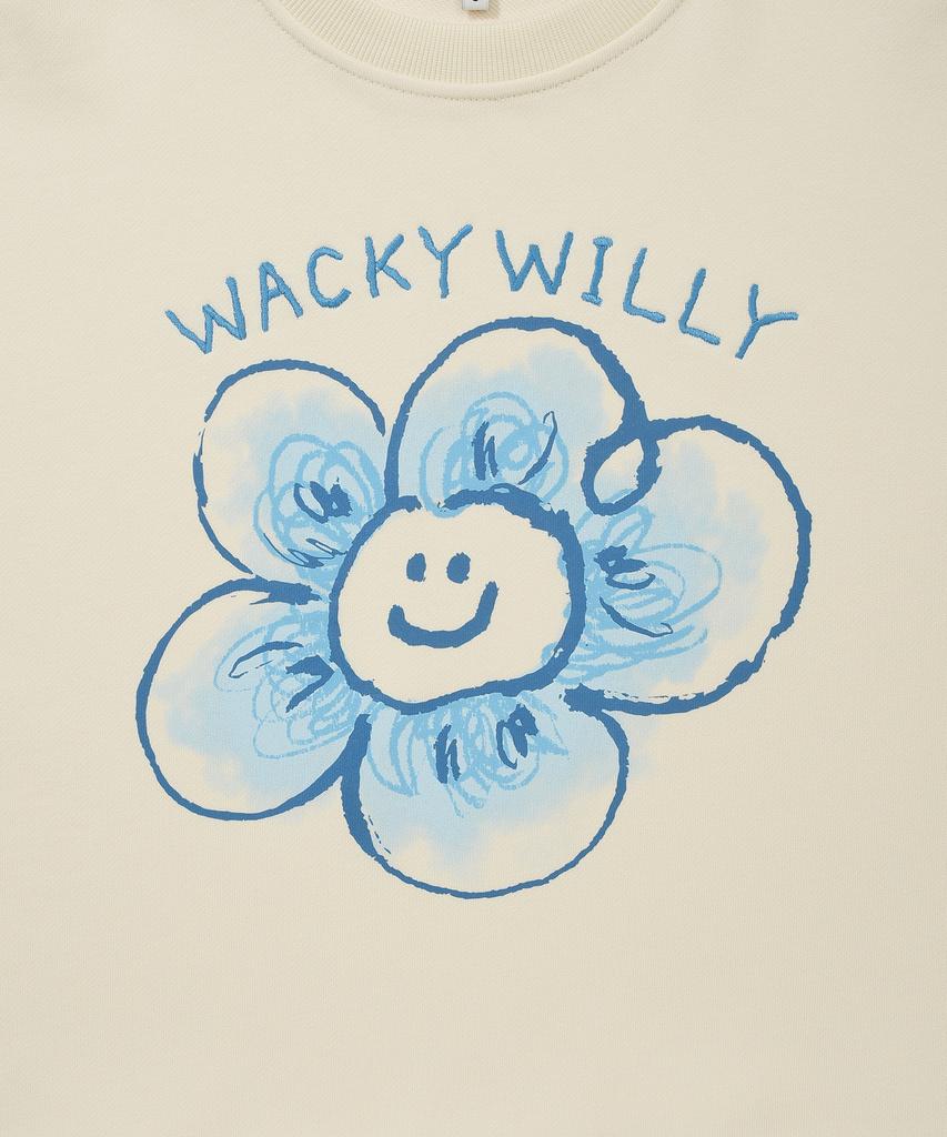 WACKY WILLY Women'S Big Lily Graphic Sweatshirt Cream