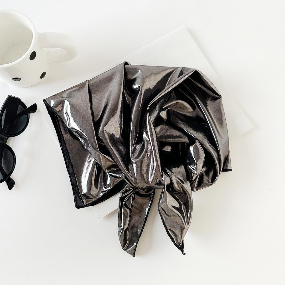 Y2K Laser Color Hair Band Hip Hop Punk Bandana Liquid Silver Hair Scarf  Streetwear