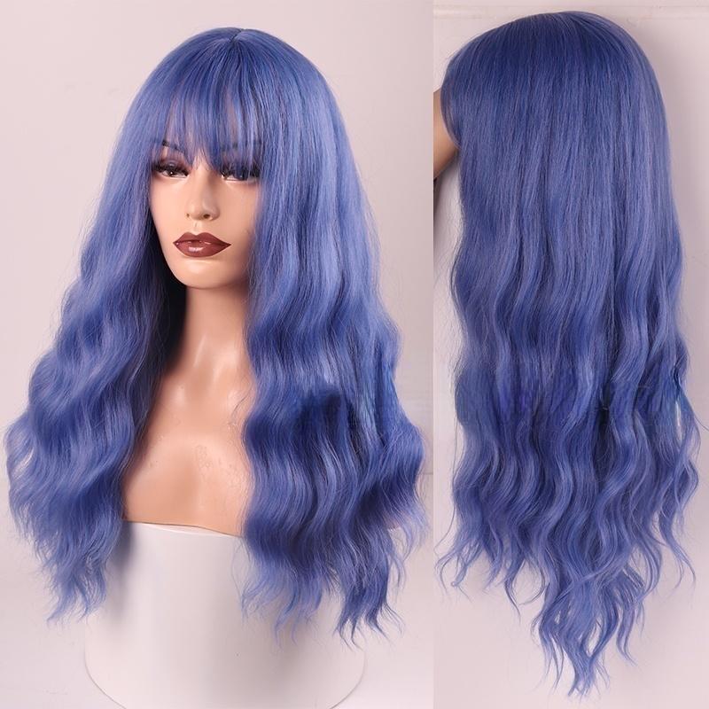 MERISIHAIR Длинный волнистый синтетический парик с челкой для женщин