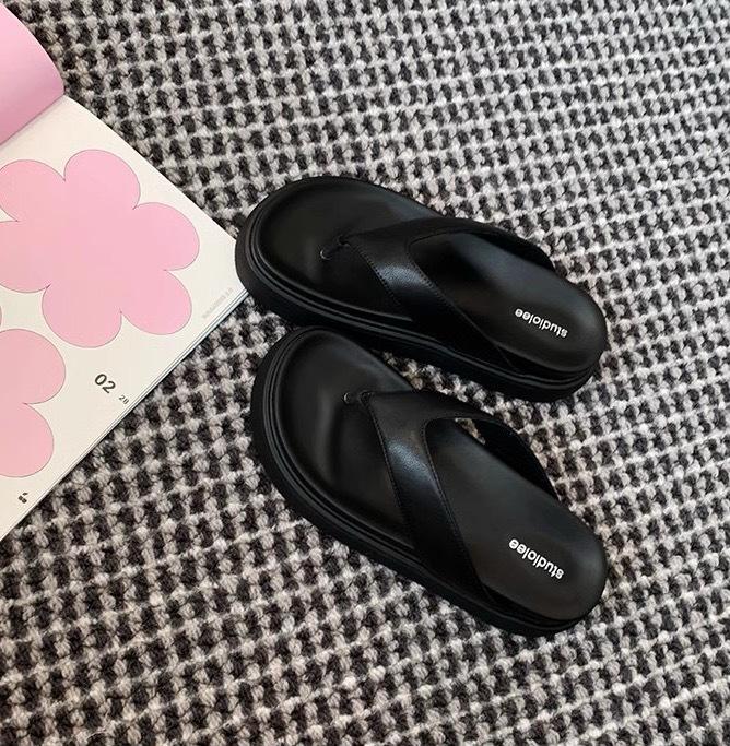 Версия из овчины~ Повседневные универсальные шлепанцы с круглым носком на толстой подошве, простые шлепанцы, женские летние уличные тапочки, холодные тапочки