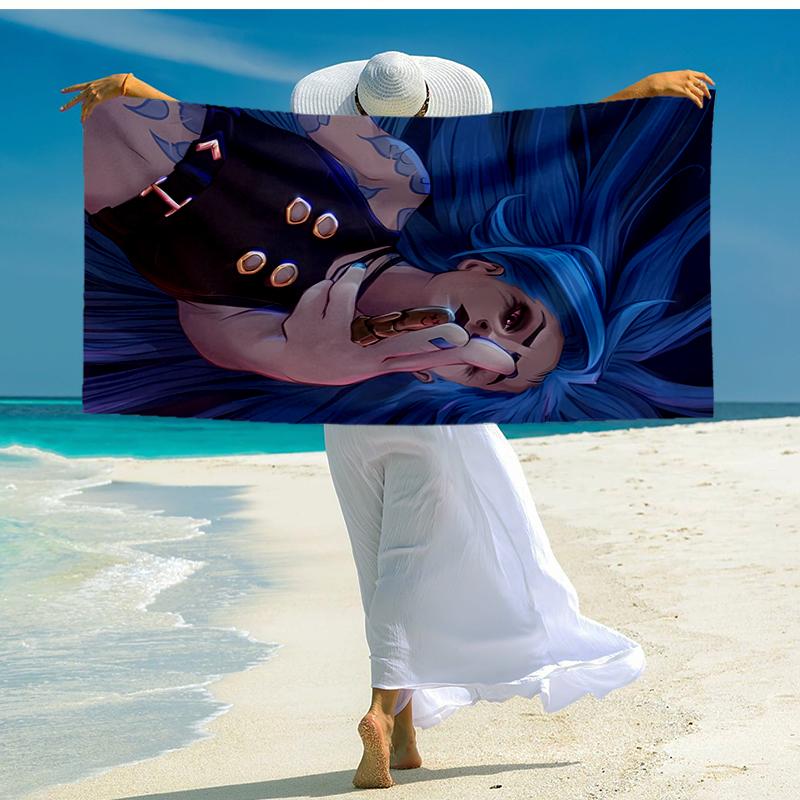 Ultra-Soft Beach Towel with Jinx Theme,Ideal for Pool - Camping, Diving - Perfect Travel Essential, Vibrant Beach Towel.