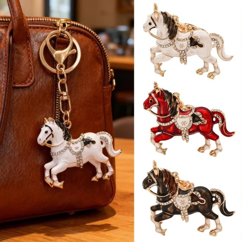 Sparkling Rhinestones Horse Keychain Colorful Backpack Pendant Car Key Chain  Backpack Decoration