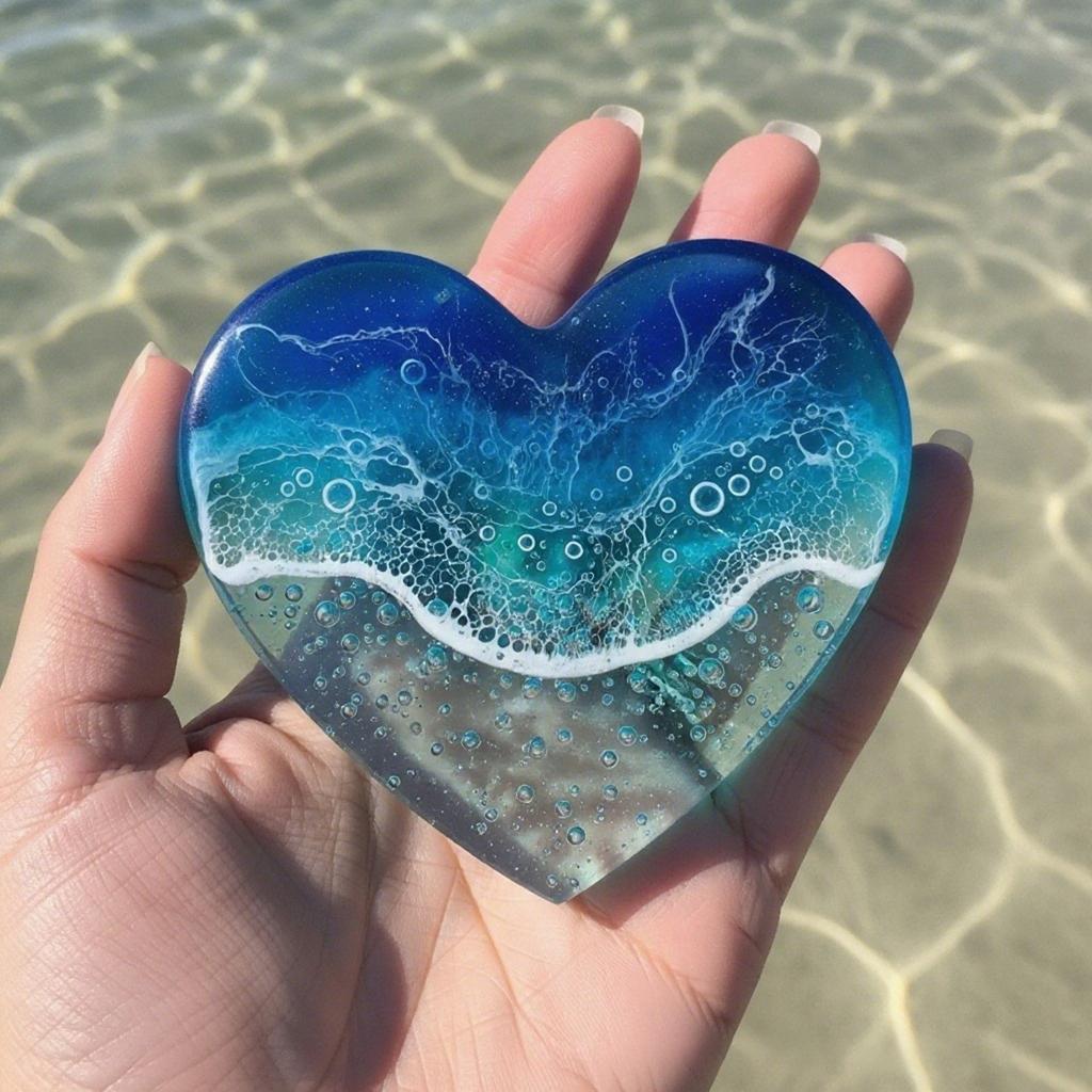 Ocean Pocket Heart, Ocean-inspired Decoration, Heart-shaped Stone, Smooth Decorative Souvenir, Commemorative Gift