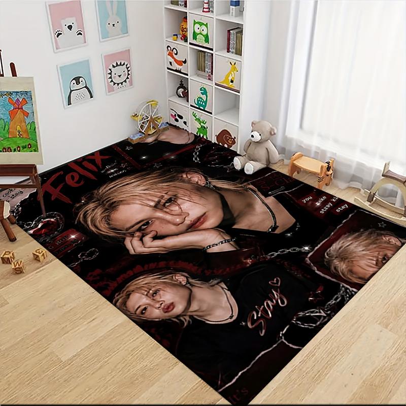 Коврик для дома Stray Kids Felix Эстетичный Мягкий Моющийся Противоскользящий Коврик для Гостиной Дивана Персонализированный Рождественский Ковер