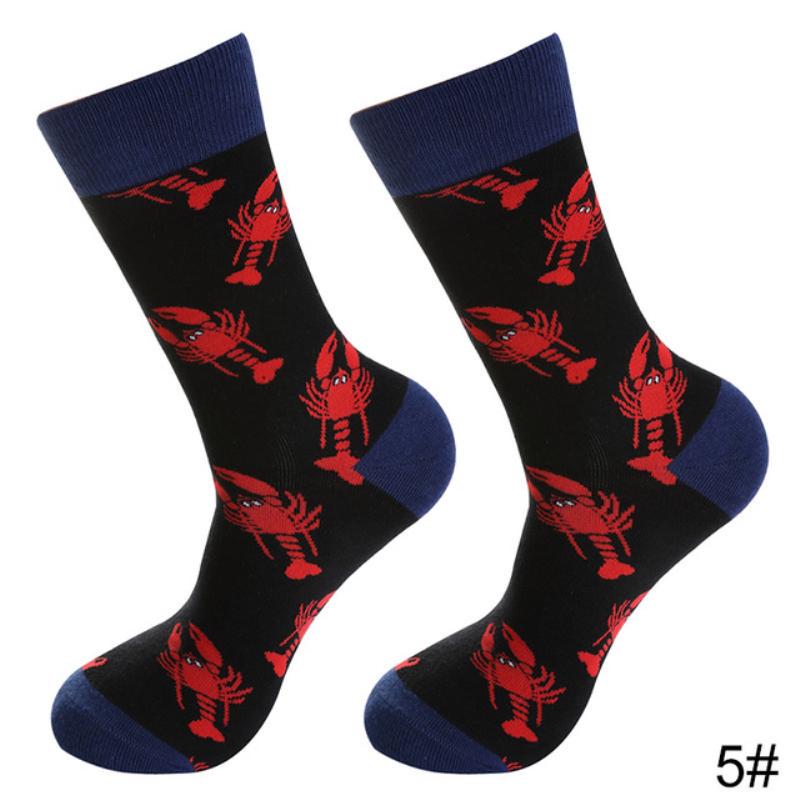 Новые осенне-зимние хлопковые носки для мужчин и женщин, модные трендовые носки, крутые носки с рисунками животных и фруктов