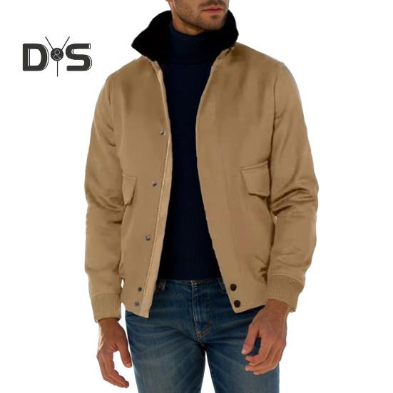 Осенне-зимняя мужская куртка с плюшевой строчкой, однобортная куртка с длинным рукавом и карманами с клапанами, однотонная шерстяная верхняя одежда