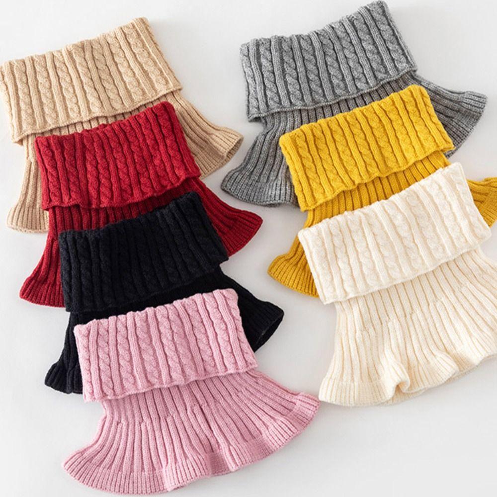 Solid Color Wraps Knitted Bib Warm Scarf Wool Scarf Simple Turtleneck Fake Collar  Autumn Winter