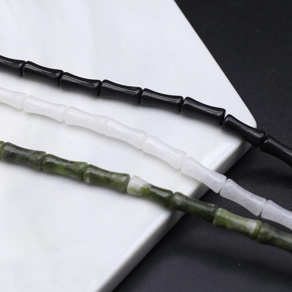 1 нить, Натуральный камень Канадский жадеит Обсидиан Кристальные бусины из прозрачного кварца, Ручная работа, Бусины в форме бамбукового сустава, 1,2×5 см, для изготовления украшений своими руками