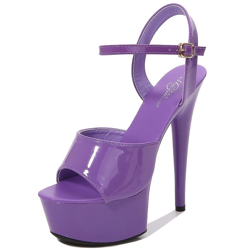 Сексуальные босоножки на платформе женские 15 см шпильки высокие каблуки открытый носок щиколотки пряжка вечерние ночные клубы подиум обувь женские