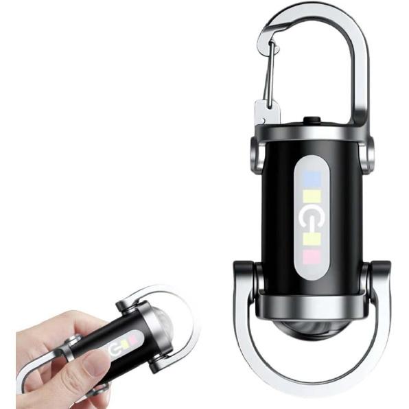 Mini Keychain Flashlight, USB Rechargeable Portable Flashlights Key Chain Light, Waterproof Small Keychain Light Tiny Flashlight for Outdoor (Black)