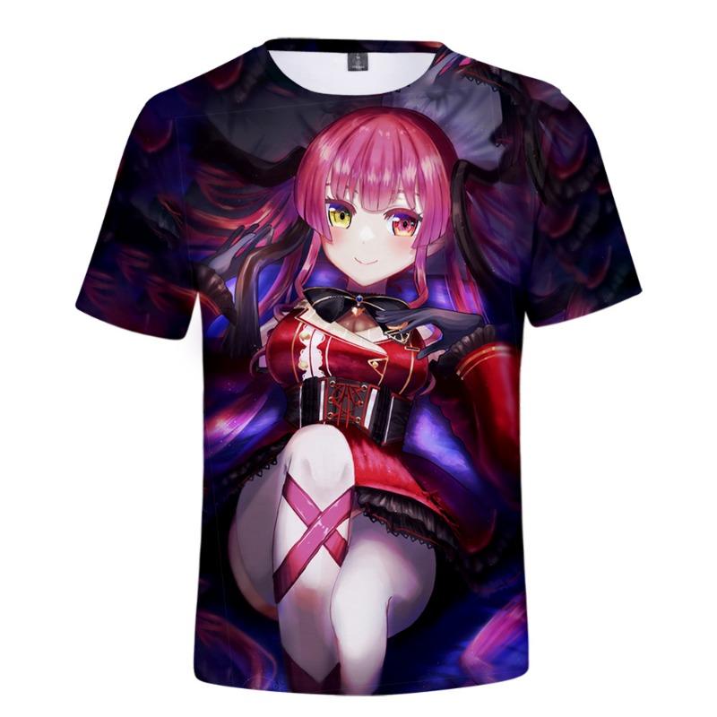 BSLNXNMA HOLOLIVE VTuber Houshou Marine 3D Печать Весна Лето Преппи Мужская/Женская Уличная Одежда Футболка Streetwear Кавайный стиль