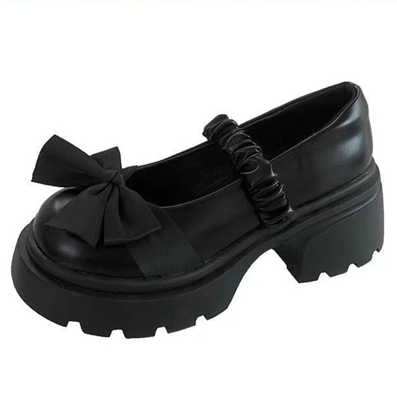 Туфли Мэри Джейн Lucyever Sweet Bowknot, женские, 2024, модные, на толстой платформе, женские, с плиссированным ремешком, на толстой подошве, в стиле Лолиты