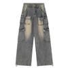Harajuku 90s Y2k Vintage Baggy Jeans Women Grunge Washed Multiple Pockets Denim Cargo Pants Low Rise Casual Wide Leg Trousers