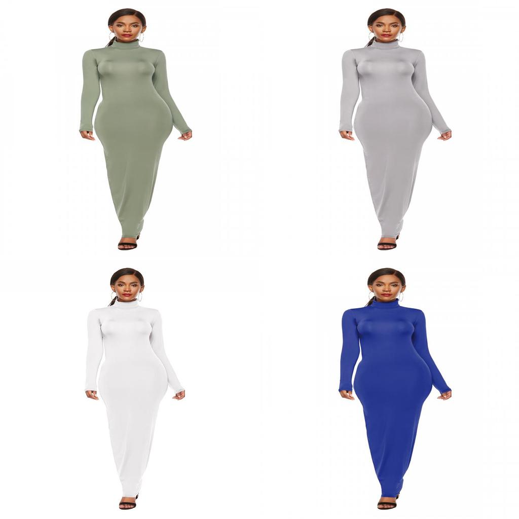 Long Sleeve Stretch Polyester Elegant Bodycon Dress For Office Women