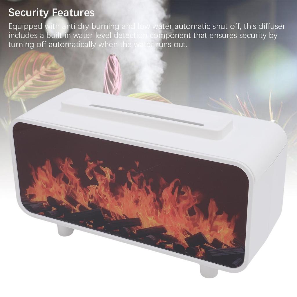 Увлажнитель-диффузор для камина Диффузор для эфирных масел Имитация Компактный 200 мл Защита от сухого горения 7 цветов подсветки для спальни