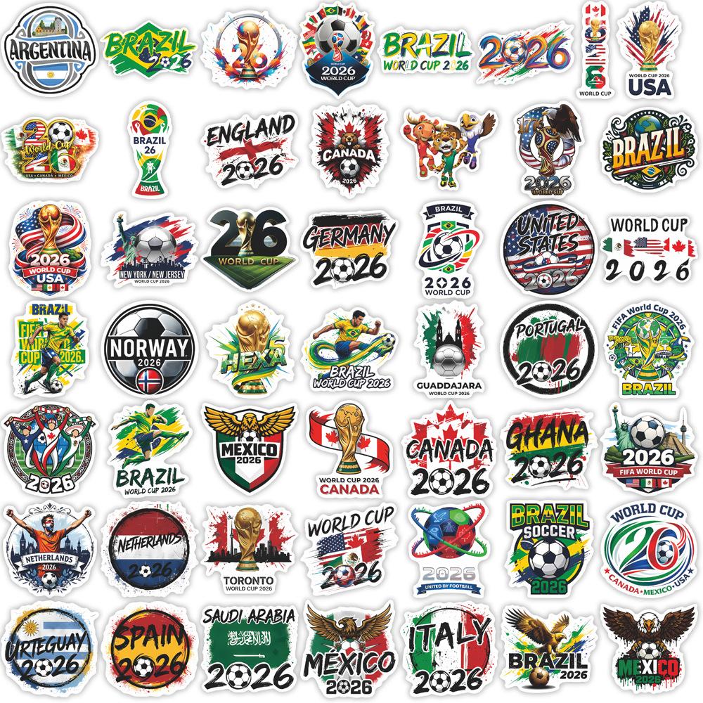 World Cup Soccer Stickers 50pcs DIY Scrapbook Decals Football Souvenir Decorations