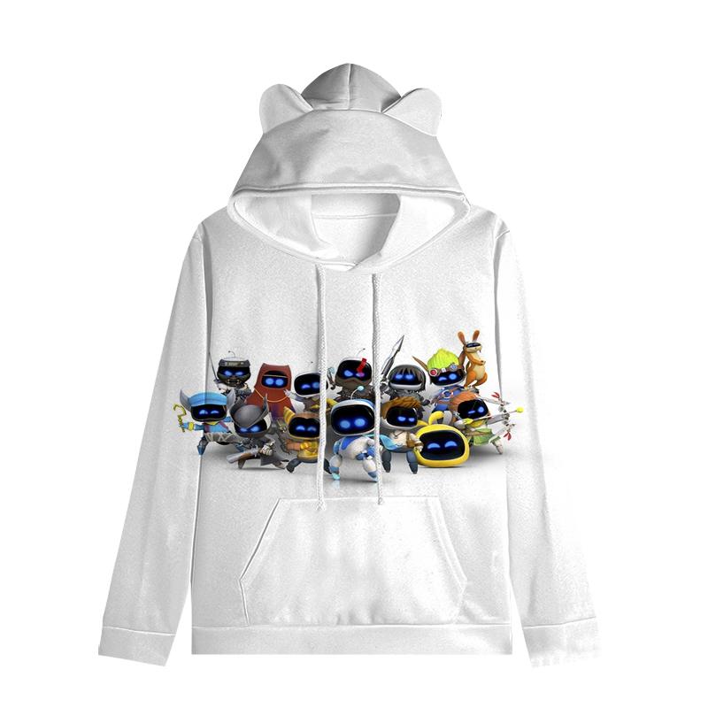 Толстовка с капюшоном «Кошачьи ушки» в стиле астронавта, уличная одежда для детей, пуловер с ушками в космическом стиле, мягкая унисекс-верхняя одежда для малышей