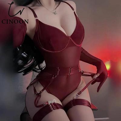 Сексуальный женский корсет, эластичное искушение, боди, кружевное сетчатое нижнее белье для похудения, дышащее с перчатками, нижнее белье из 3 предметов