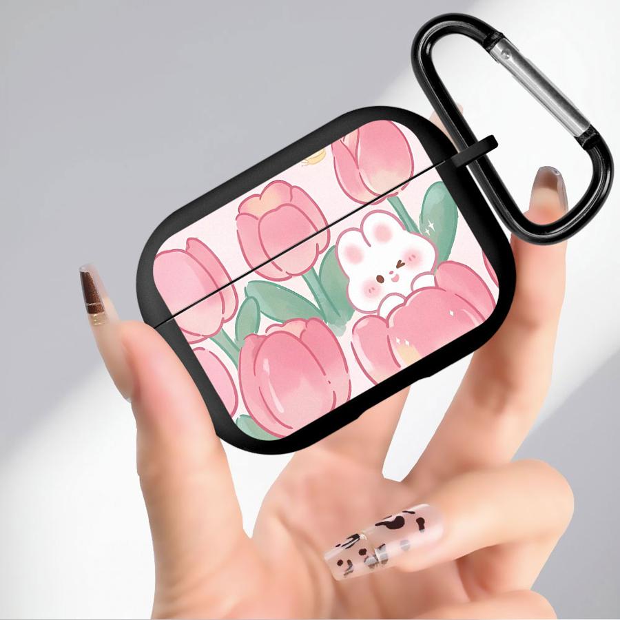 Мягкие чехлы для наушников Чехол для Airpods Pro3 3 Pro 2 4 Pro2 1 Цветок Розовые Тюльпаны Кролик