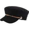Marine Cap Corduroy Newsboy Hat for Going Out and Traveling Women Men CZ203 [White Fang] (Black)