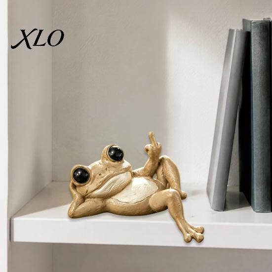 Desktop Resin Statue Funny Lounge Frog Figurine, Whimsical Lazy Statue, Novelty Office Desk Accessories Ornament for Bedroom Patio Balcony Garden