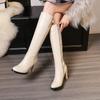 Women's High-heeled Boots Autumn and Winter New Style European and American Style Slim Heel Solid Color Plus Size Mid Length Boots