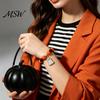 Lightweight Halloween Theme Jewelry Beaded Bracelet for Women, Orange Black Beads Stretch Elastic with Ghost Charm, Stackable Holiday Accessory Party