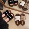 2025 Warm and Bright New Drill Fluffy Slippers Women's Fluffy Cotton Mop Autumn and Winter Wear Fluffy Shoes Thick Soles Go Out