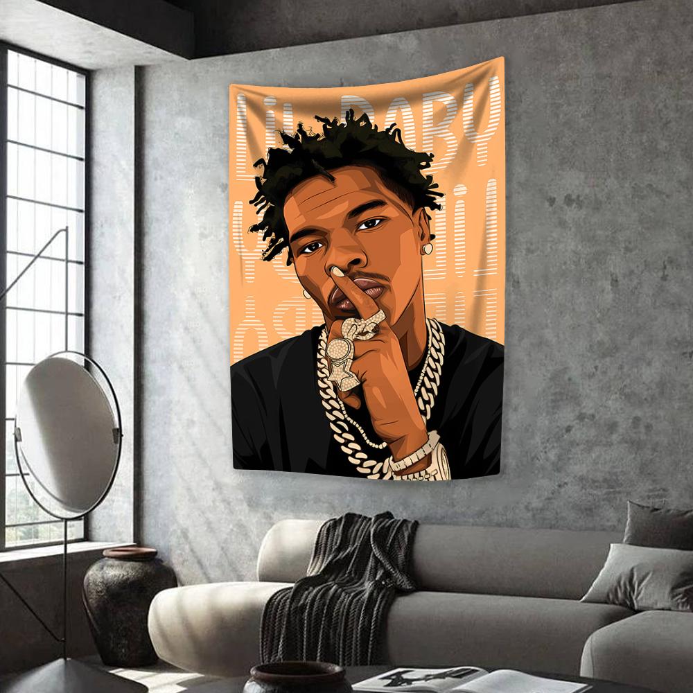 Hip-Hop Singer Tapestry Lil Babys Printing Home Decor Aesthetics Fashion Bedroom Background Wall Hanging Covering Sofa Blanket