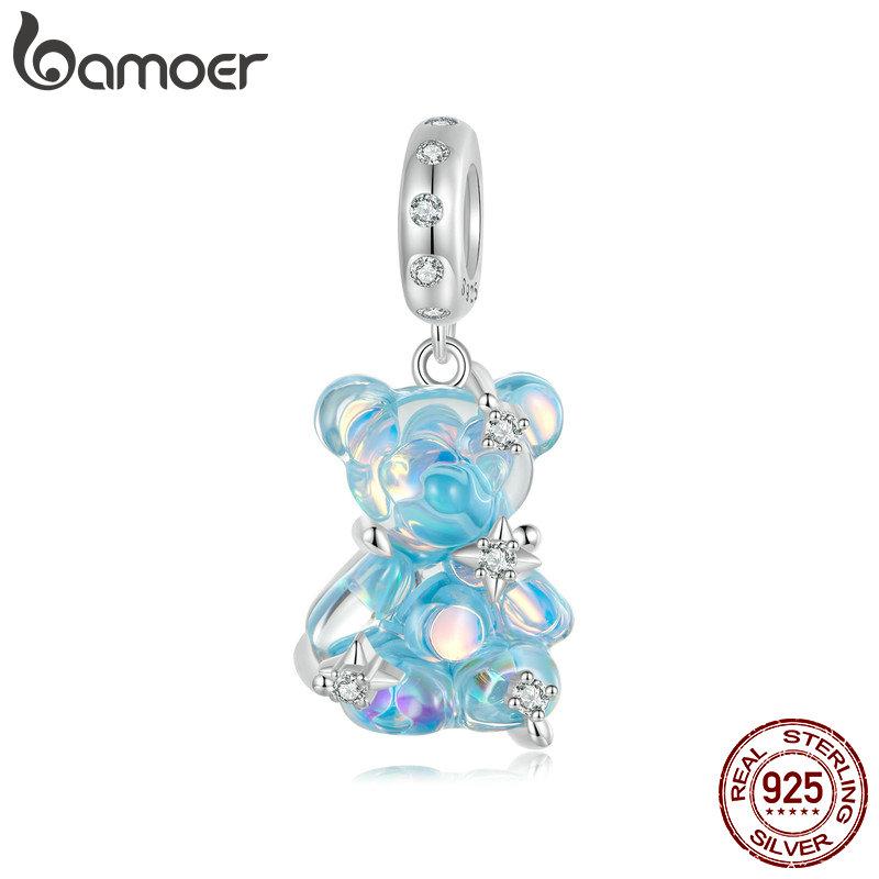 WOSTU Подвеска «Мечтательный медведь» из стерлингового серебра 925 пробы подходит для оригинального браслета «сделай сам», сказочный подарок для женщин, ювелирные украшения