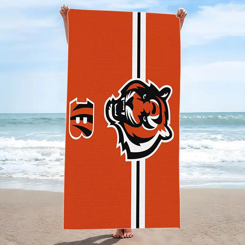 Cincinnati Bengals Logo Print Beach Towel, Large Soft Quick Dry Towel for Beach Camping Swimming