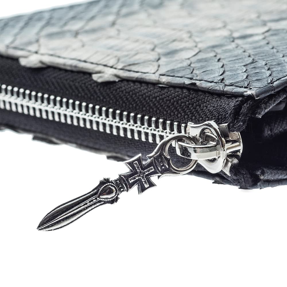 Мини-кошелек Artemis Classic L-образной формы, тонкий, из серого питона (ZW0007) - Мужской короткий кошелек на молнии, с узором под змею и из натуральной кожи