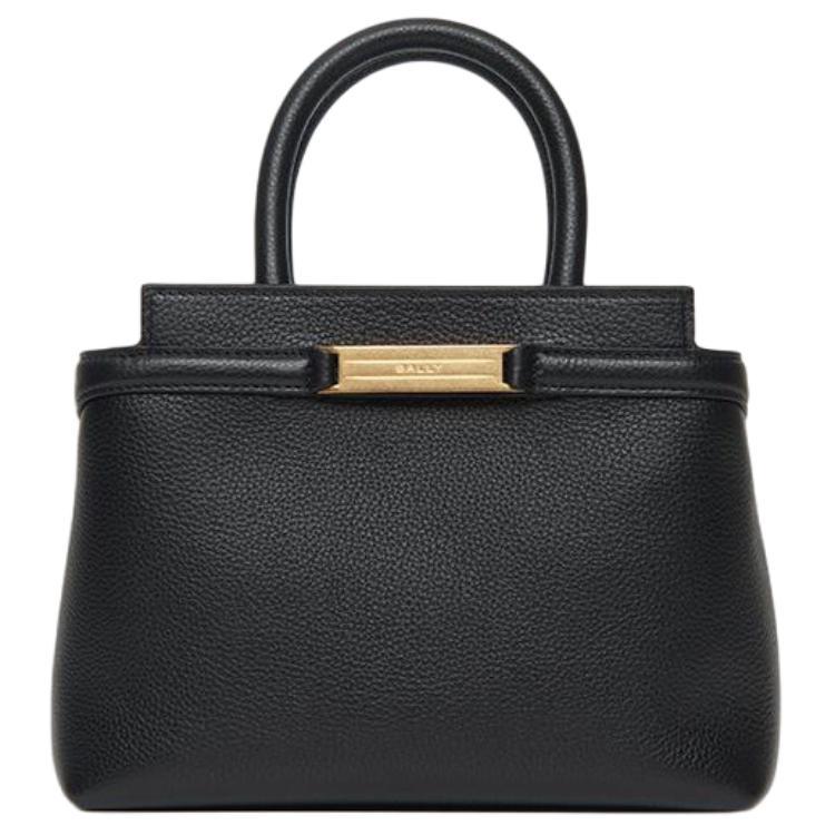 Bally Кожаная сумка через плечо с золотой фурнитурой Женские сумки Черная 6312270